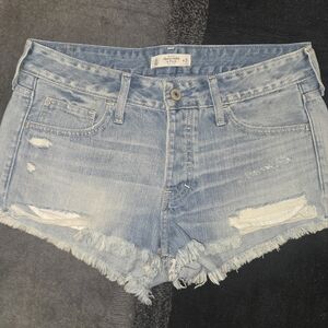 Abercrombie & Fitch Distressed Blue Jean Shorts